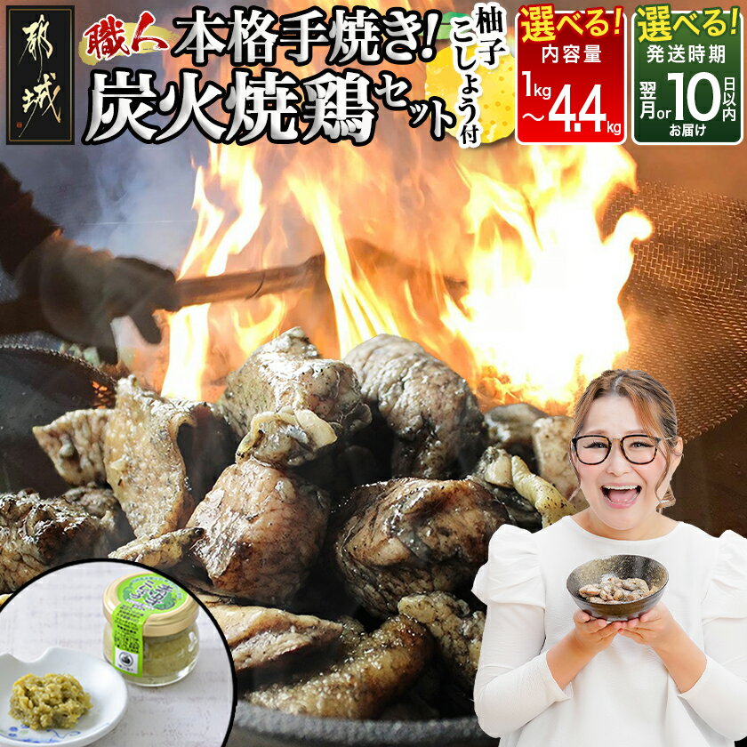 【ふるさと納税】高評価★4.65【内容量＆発送時期が選べる！】本格手焼き！炭火焼鶏(ゆずこしょう付) - 年間受付数2万件以上 1kg/1.5kg/3kg/4.4kg 急速冷凍 手焼き 国産鶏肉 送料無料 SKU-1401【宮崎県都城市は2年連続ふるさと納税日本一！】｜楽天お肉通販｜8,000円・レビュー4763件